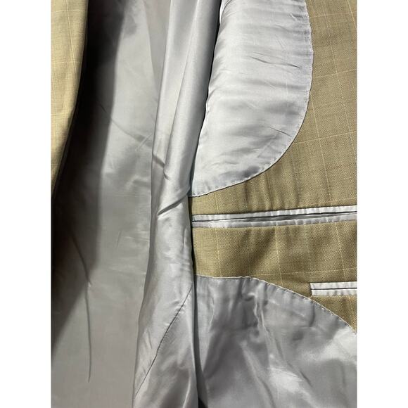 Hart Schaffner Marx Gold Trumpeter Tan Windowpane Sport Coat Brown Pockets - Picture 3 of 7